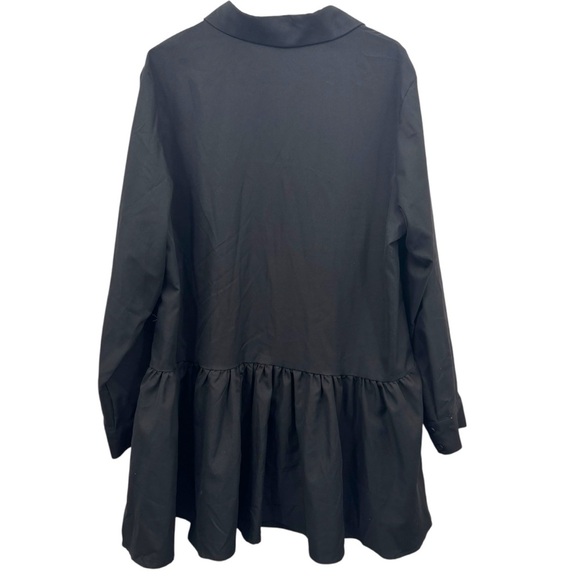 SHEIN Size 4X Black Button Front Long Sleeve Ruffle Hem Shirt Dress - Picture 3 of 6